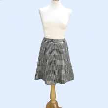 Pure Wool Black and White 8 Gore Check Skirt